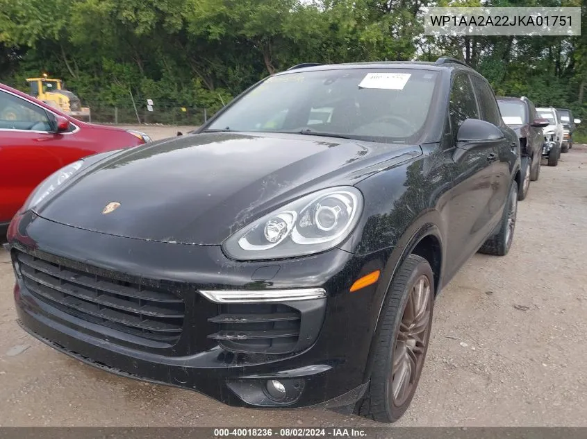 2018 Porsche Cayenne VIN: WP1AA2A22JKA01751 Lot: 40018236