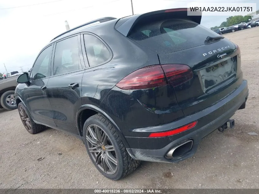 2018 Porsche Cayenne VIN: WP1AA2A22JKA01751 Lot: 40018236