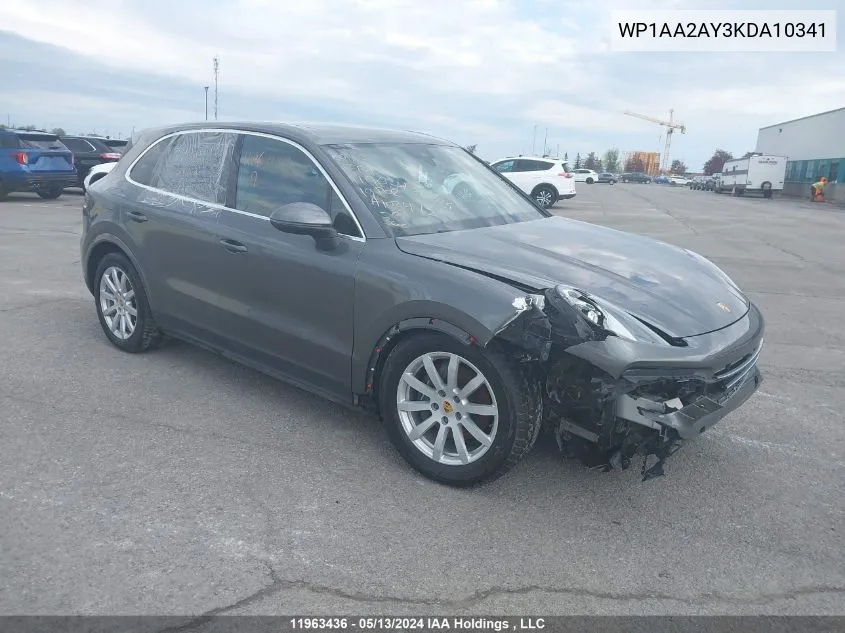 WP1AA2AY3KDA10341 2019 Porsche Cayenne