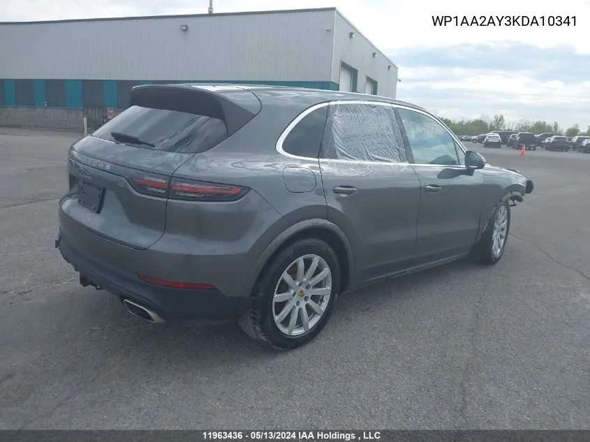 2019 Porsche Cayenne VIN: WP1AA2AY3KDA10341 Lot: 11963436