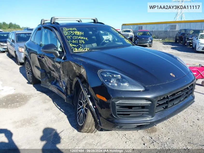 WP1AA2AY3KDA11117 2019 Porsche Cayenne