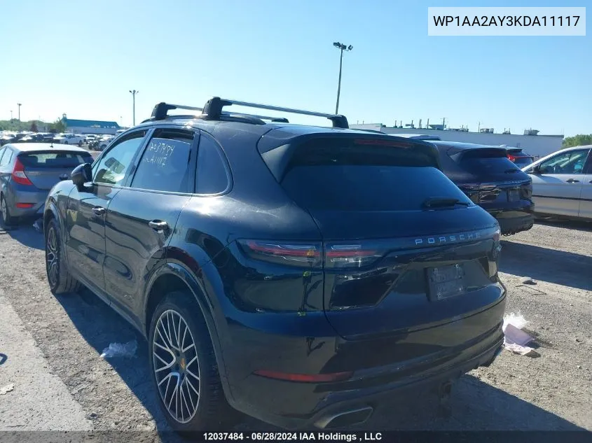 WP1AA2AY3KDA11117 2019 Porsche Cayenne