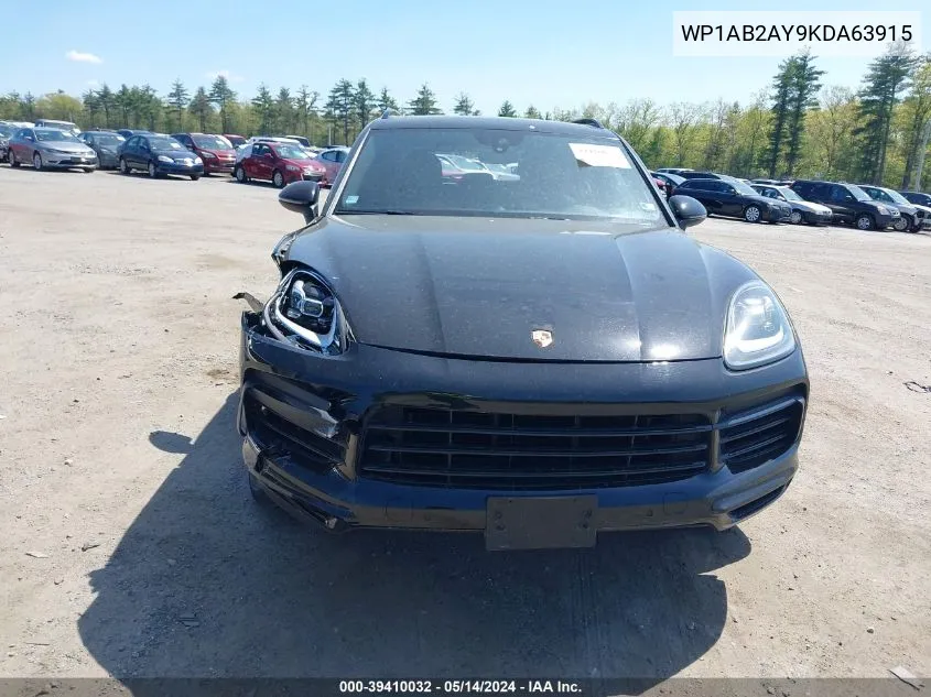 2019 Porsche Cayenne S VIN: WP1AB2AY9KDA63915 Lot: 39410032