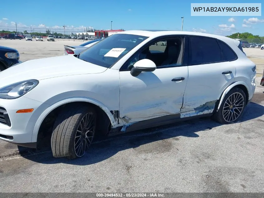 2019 Porsche Cayenne S VIN: WP1AB2AY9KDA61985 Lot: 39494532