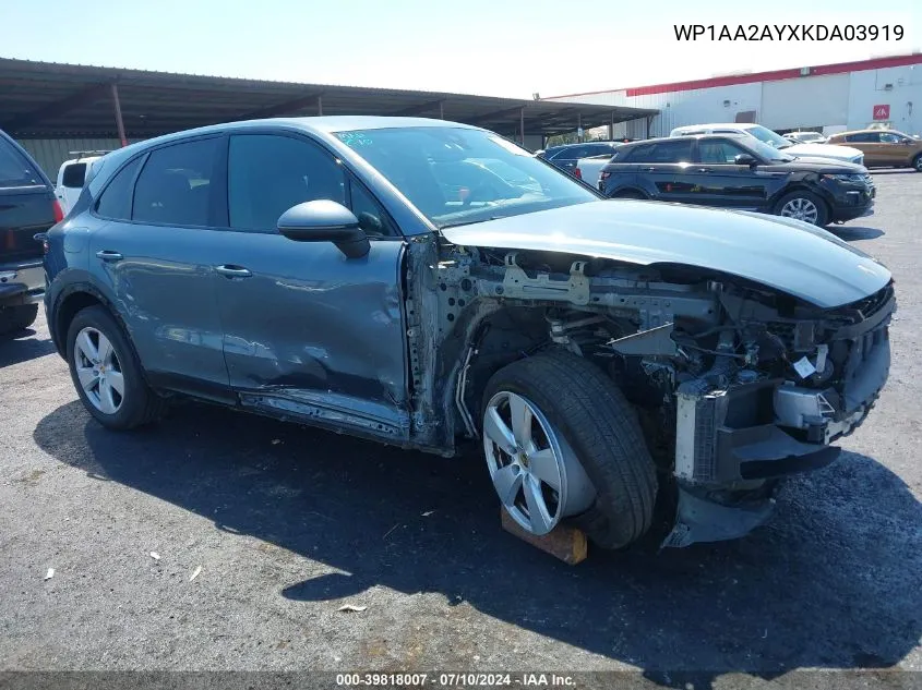 WP1AA2AYXKDA03919 2019 Porsche Cayenne