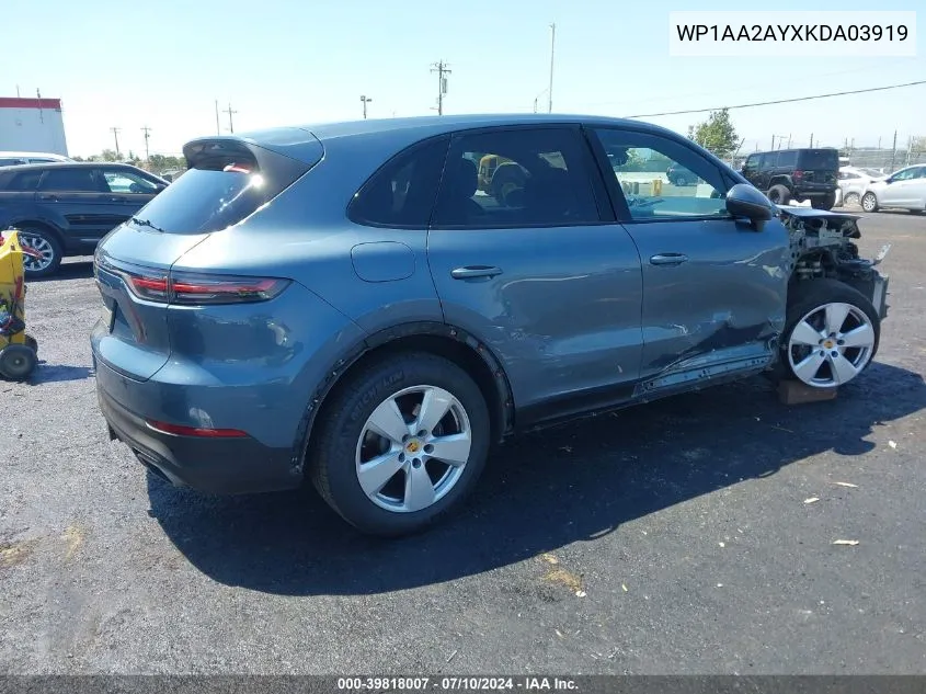 WP1AA2AYXKDA03919 2019 Porsche Cayenne