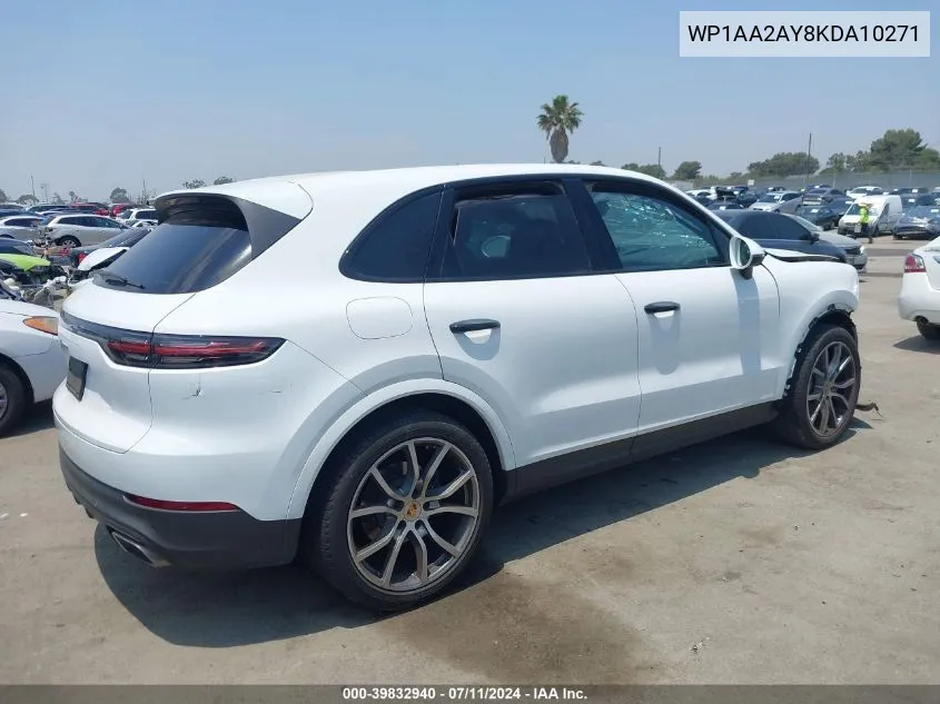 2019 Porsche Cayenne VIN: WP1AA2AY8KDA10271 Lot: 39832940