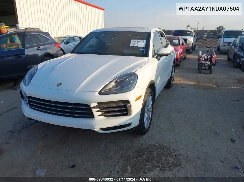 2019 Porsche Cayenne VIN: WP1AA2AY1KDA07504 Lot: 39840032