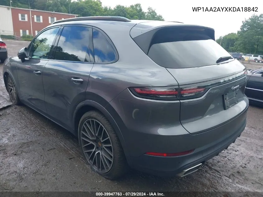 2019 Porsche Cayenne VIN: WP1AA2AYXKDA18842 Lot: 39947763