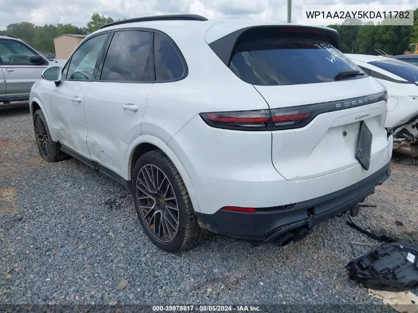 2019 Porsche Cayenne VIN: WP1AA2AY5KDA11782 Lot: 39978817