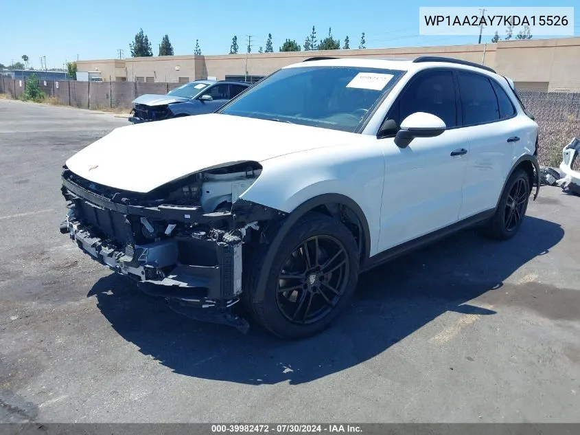 2019 Porsche Cayenne VIN: WP1AA2AY7KDA15526 Lot: 39982472