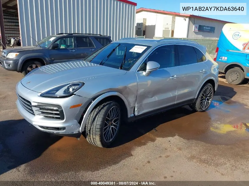 2019 Porsche Cayenne S VIN: WP1AB2AY7KDA63640 Lot: 40049381