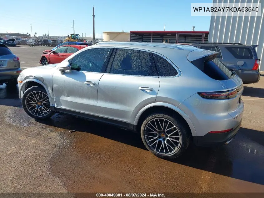 2019 Porsche Cayenne S VIN: WP1AB2AY7KDA63640 Lot: 40049381