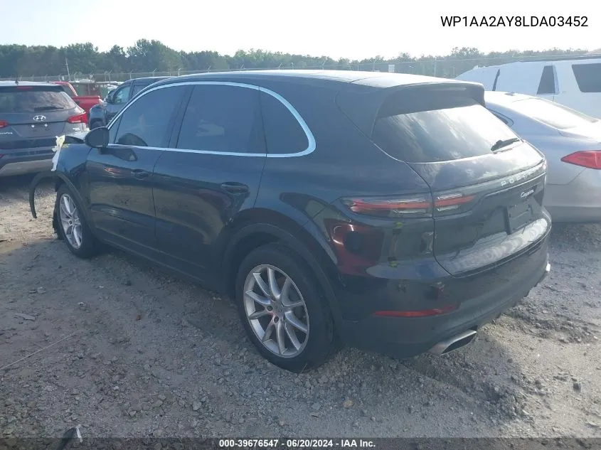 2020 Porsche Cayenne VIN: WP1AA2AY8LDA03452 Lot: 39676547