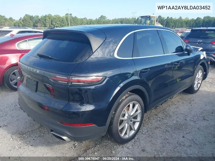 2020 Porsche Cayenne VIN: WP1AA2AY8LDA03452 Lot: 39676547