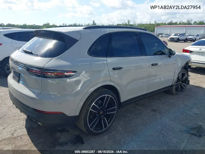 2020 Porsche Cayenne S VIN: WP1AB2AY2LDA27954 Lot: 39683287