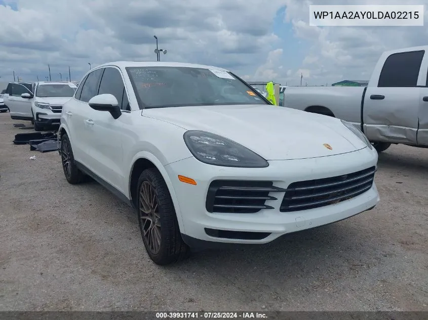 2020 Porsche Cayenne VIN: WP1AA2AY0LDA02215 Lot: 39931741