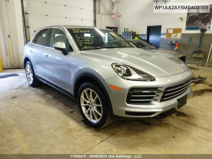 WP1AA2AY5MDA03359 2021 Porsche Cayenne