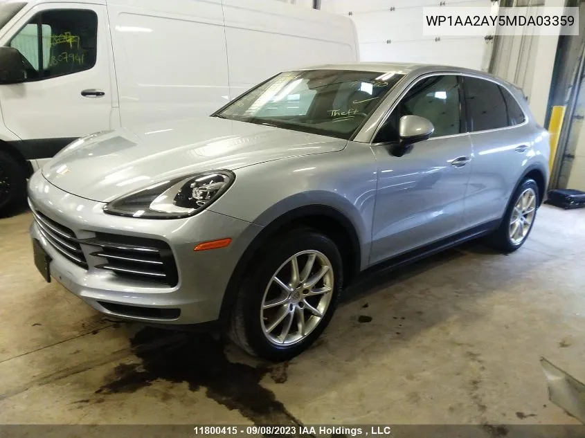 2021 Porsche Cayenne VIN: WP1AA2AY5MDA03359 Lot: 11800415