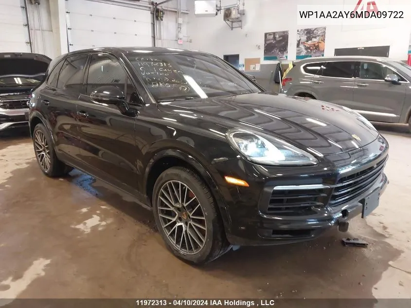 2021 Porsche Cayenne VIN: WP1AA2AY6MDA09722 Lot: 11972313