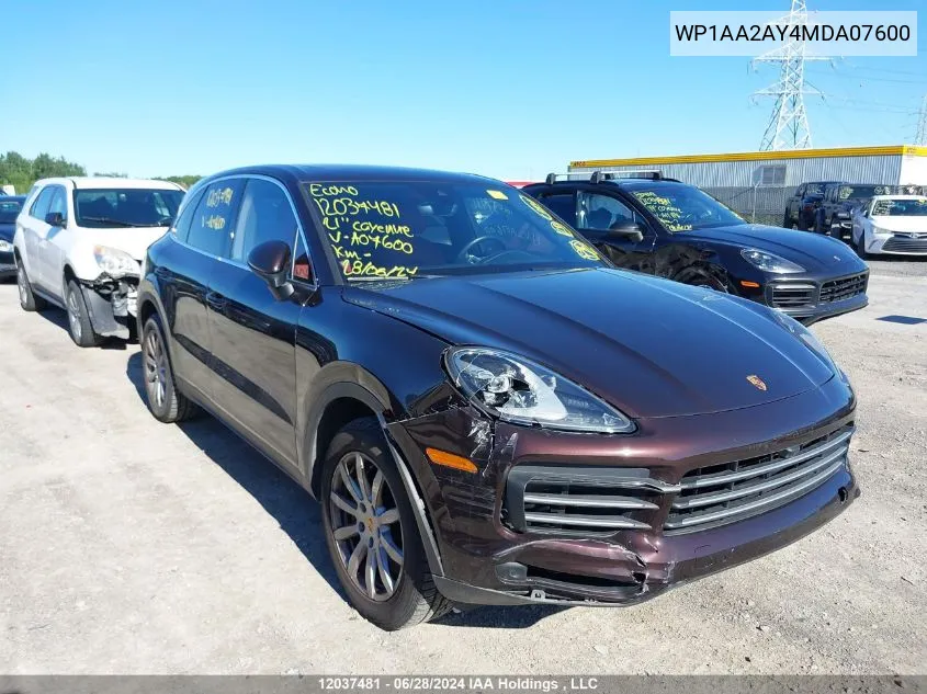 WP1AA2AY4MDA07600 2021 Porsche Cayenne