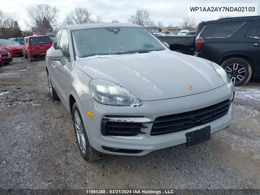 WP1AA2AY7NDA02103 2022 Porsche Cayenne