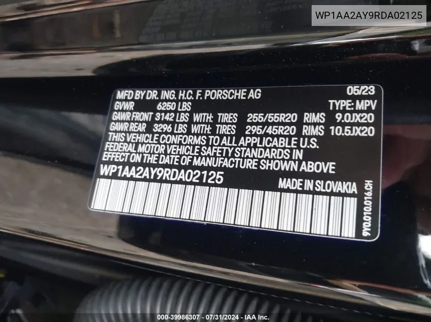 WP1AA2AY9RDA02125 2024 Porsche Cayenne