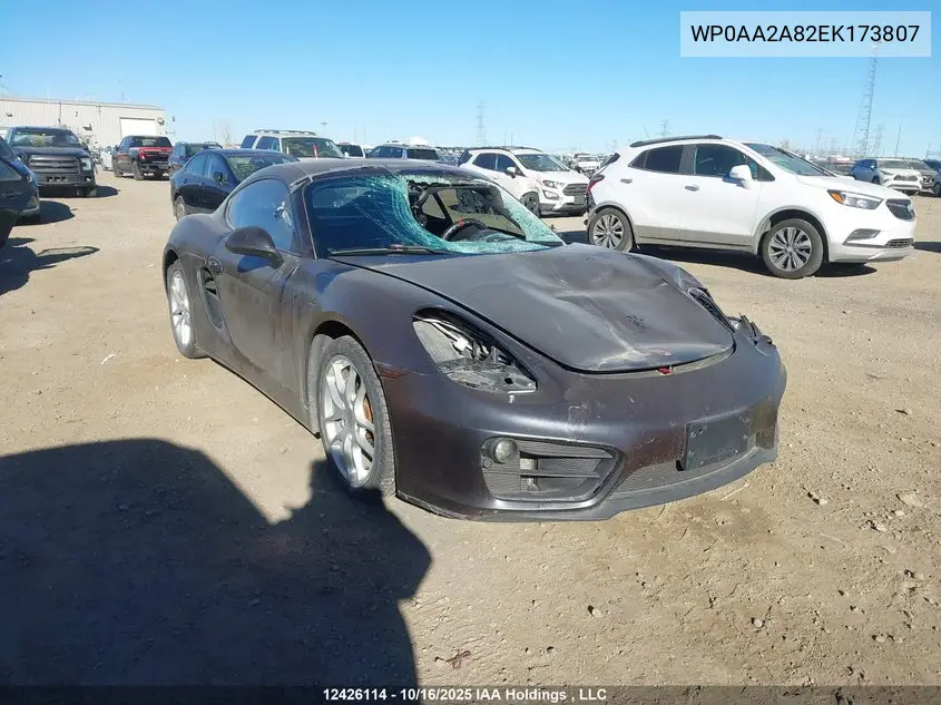 2014 Porsche Cayman VIN: WP0AA2A82EK173807 Lot: 12426114