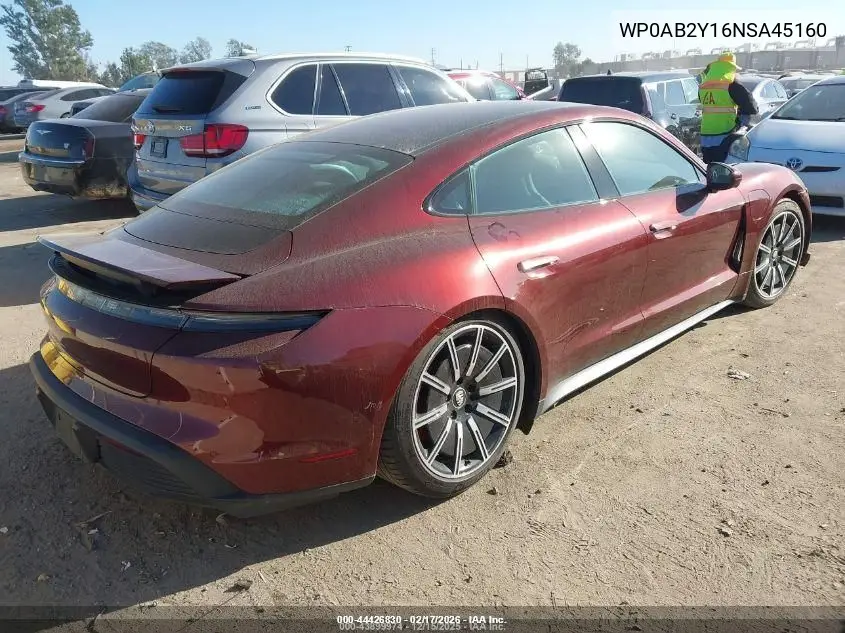 WP0AB2Y16NSA45160 2022 Porsche Taycan 4S