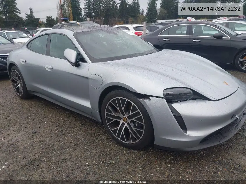 WP0AA2Y14RSA12232 2024 Porsche Taycan
