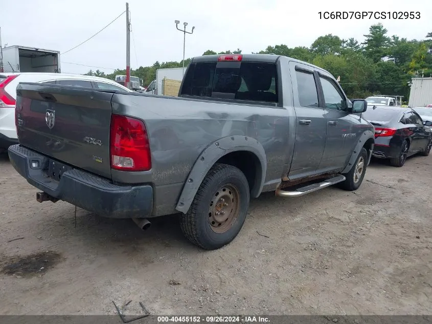 2012 Ram 1500 Slt VIN: 1C6RD7GP7CS102953 Lot: 40455152