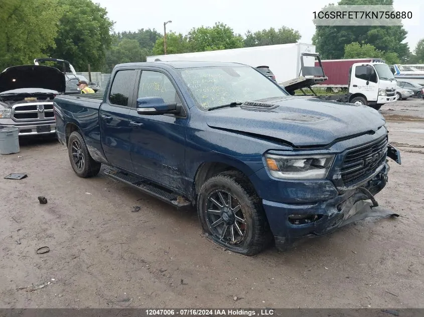 2019 Ram 1500 Sport/Rebel VIN: 1C6SRFET7KN756880 Lot: 12047006