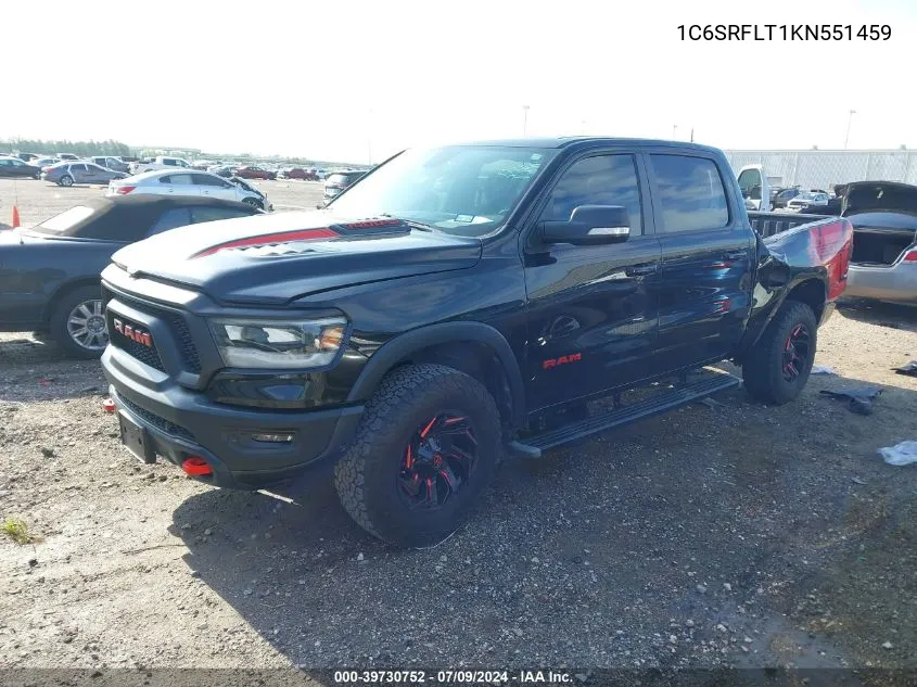 2019 Ram 1500 Rebel 4X4 5'7 Box VIN: 1C6SRFLT1KN551459 Lot: 39730752