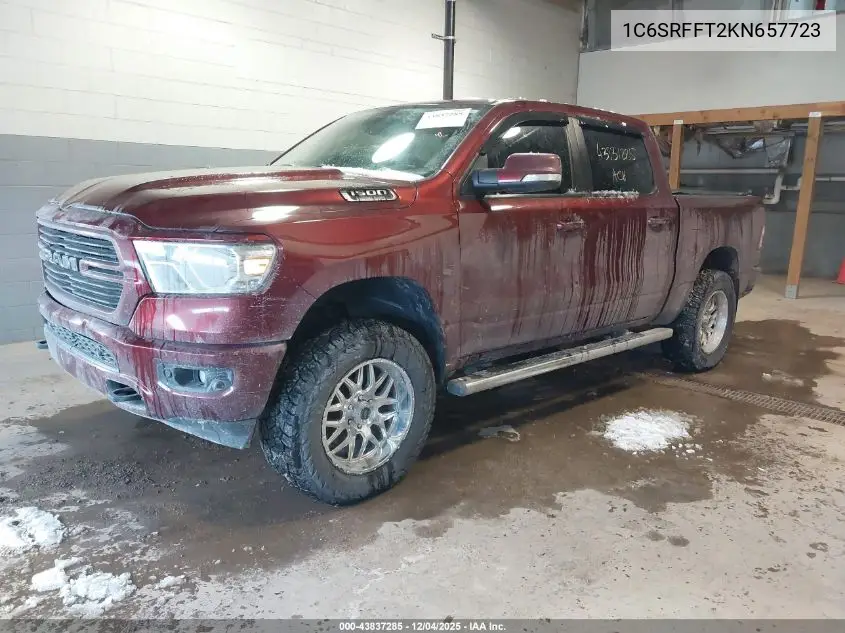 1C6SRFFT2KN657723 2019 Ram 1500 Big Horn/Lone Star 4X4 5'7 Box