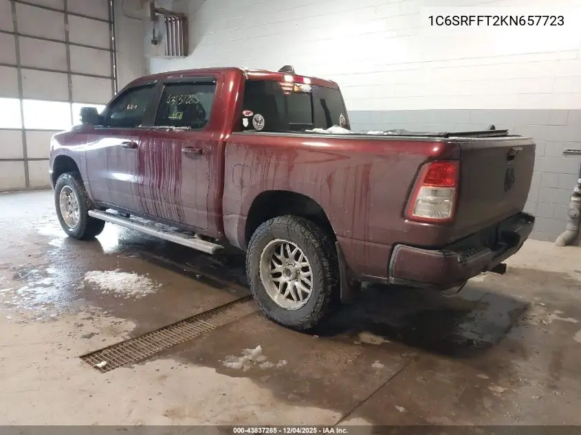 1C6SRFFT2KN657723 2019 Ram 1500 Big Horn/Lone Star 4X4 5'7 Box