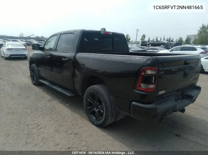 2022 Ram 1500 Sport VIN: 1C6SRFVT2NN481665 Lot: 12071616