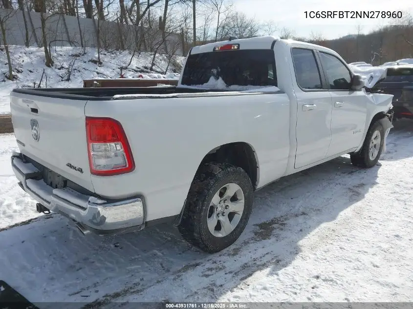 1C6SRFBT2NN278960 2022 Ram 1500 Big Horn 4X4 6'4 Box