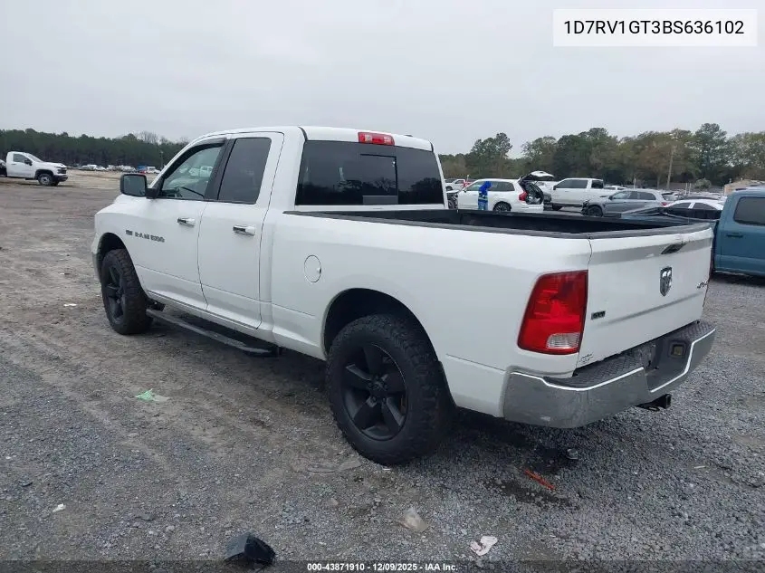 1D7RV1GT3BS636102 2011 Ram Ram 1500 Slt