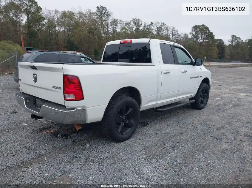 1D7RV1GT3BS636102 2011 Ram Ram 1500 Slt