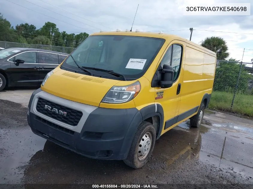 3C6TRVAG7KE540698 2019 Ram Promaster 1500 Low Roof 136 Wb