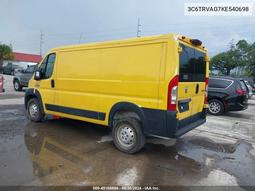 3C6TRVAG7KE540698 2019 Ram Promaster 1500 Low Roof 136 Wb