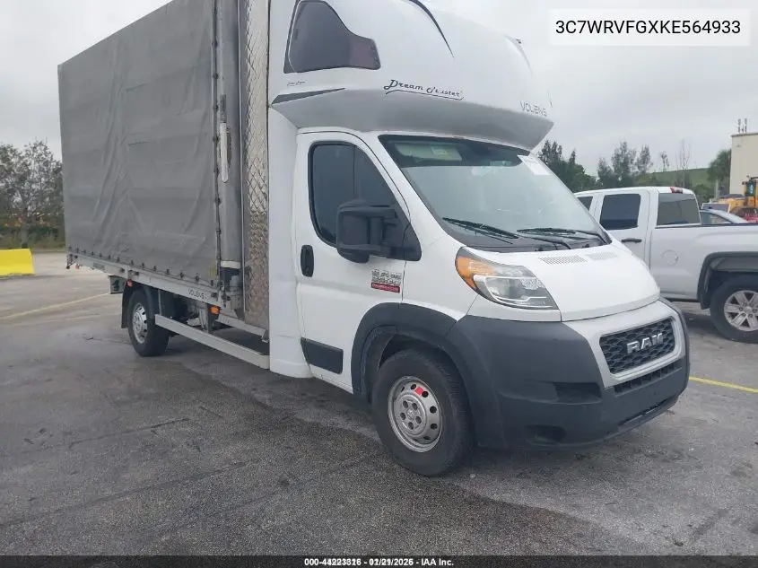 3C7WRVFGXKE564933 2019 Ram Promaster 3500 Cab Low Roof