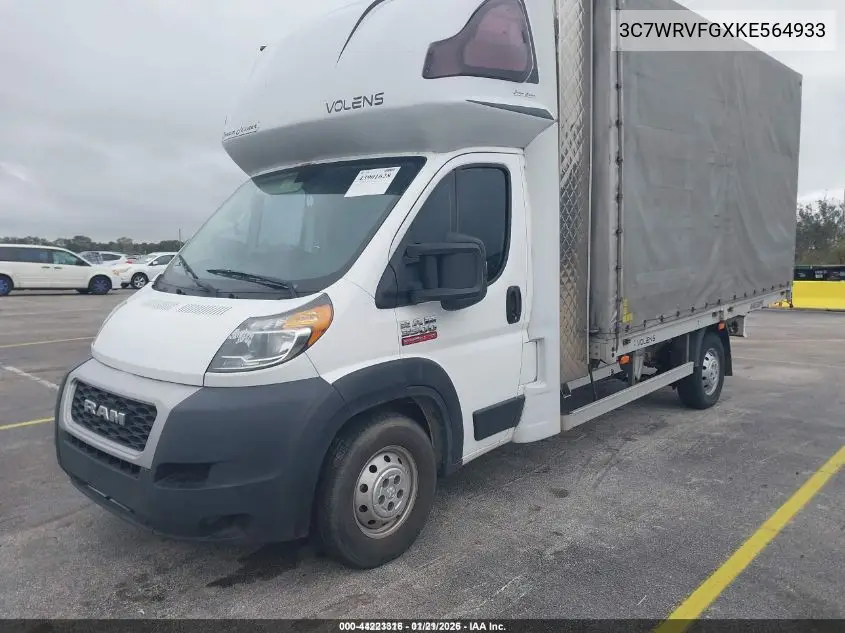 3C7WRVFGXKE564933 2019 Ram Promaster 3500 Cab Low Roof