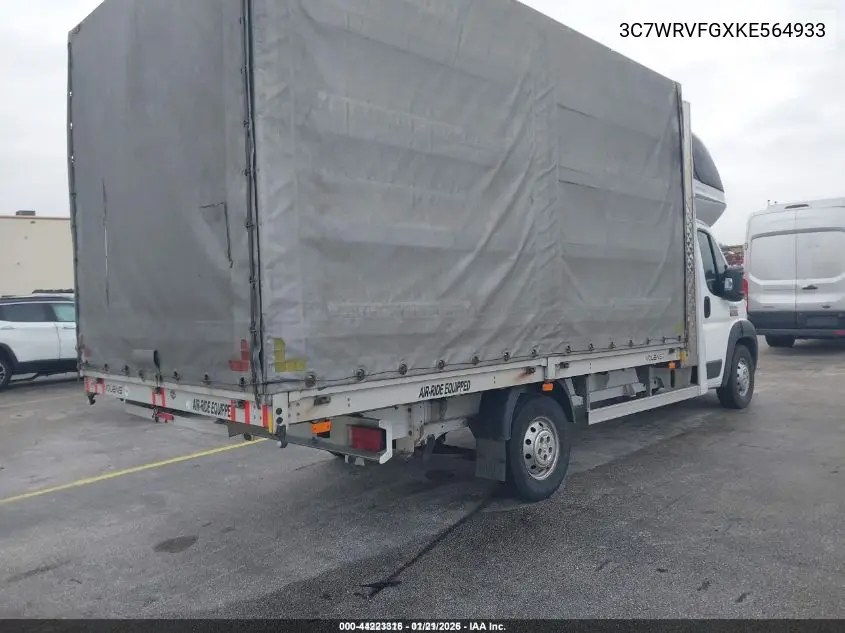 3C7WRVFGXKE564933 2019 Ram Promaster 3500 Cab Low Roof