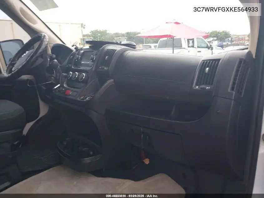 3C7WRVFGXKE564933 2019 Ram Promaster 3500 Cab Low Roof