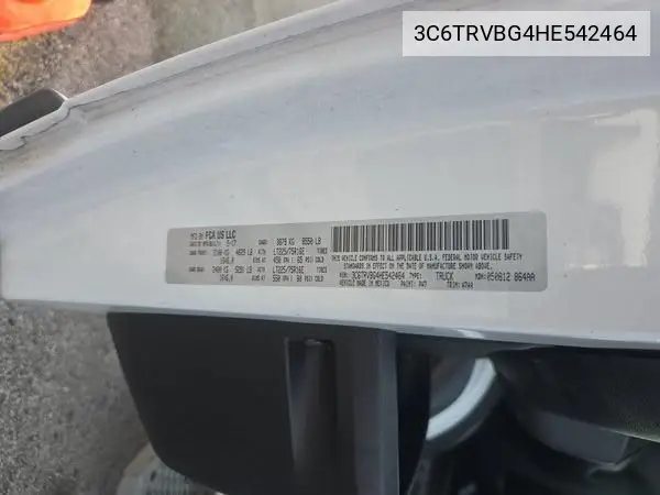 3C6TRVBG4HE542464 2017 Ram Promaster 1500 High Roof 136 Wb