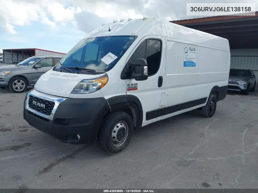 3C6URVJG6LE138158 2020 Ram Promaster 3500 Cargo Van High Roof 159 Wb Ext
