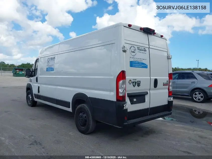 3C6URVJG6LE138158 2020 Ram Promaster 3500 Cargo Van High Roof 159 Wb Ext