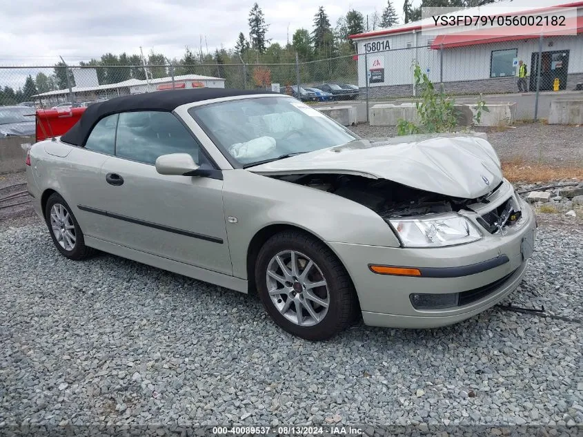 2005 Saab 9-3 Arc VIN: YS3FD79Y056002182 Lot: 40089537