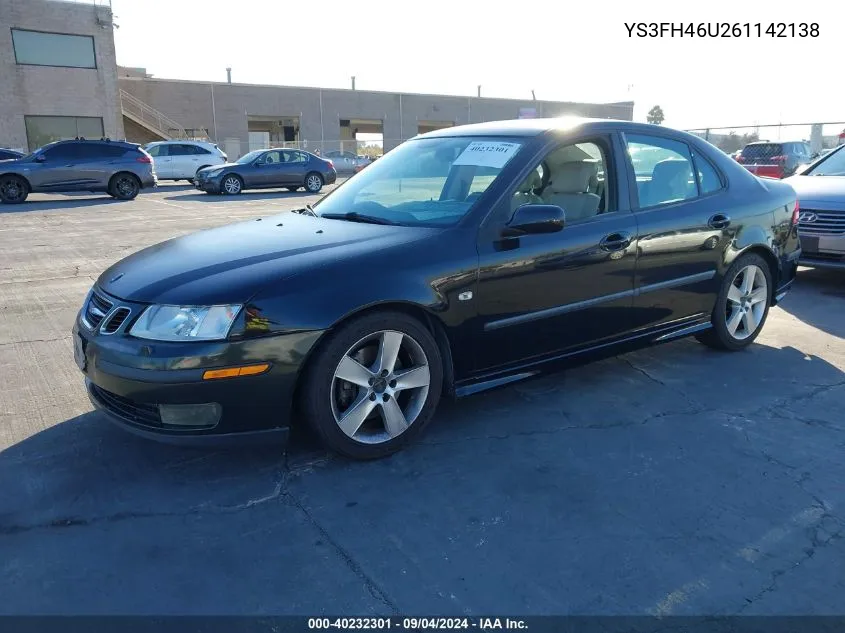 2006 Saab 9-3 Aero VIN: YS3FH46U261142138 Lot: 40232301